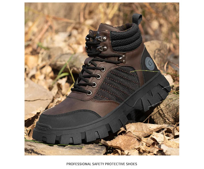 Zapatos de seguridad con puntera de acero para hombre, botas de trabajo indestructibles, zapatos de seguridad ligeros, zapatillas protectoras para caminar, antiaplastamiento y antipinchazos.