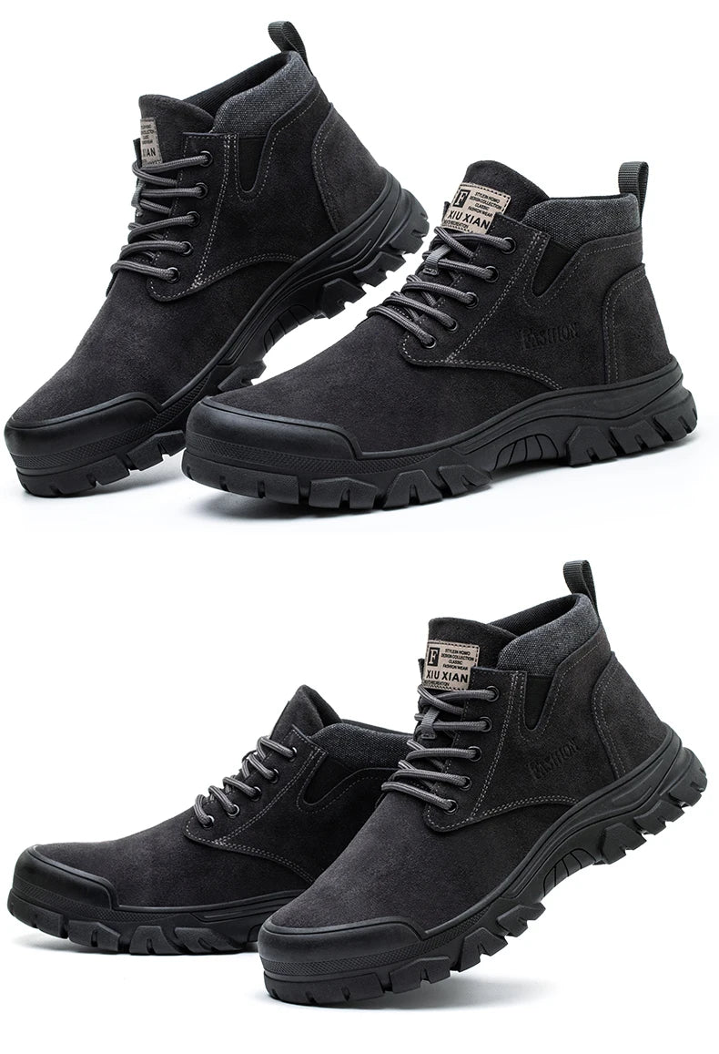Zapatos de seguridad para hombre, antiperforación, indestructibles, zapatos de trabajo de moda, zapatos de trabajo para exteriores, botas con puntera de acero.