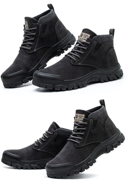 Zapatos de seguridad para hombre, antiperforación, indestructibles, zapatos de trabajo de moda, zapatos de trabajo para exteriores, botas con puntera de acero.