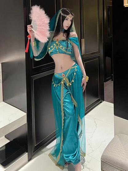 Role Playing Sexy Western Region Dancer Peacock Princess Greek Goddess Costume Hot Egyptian Indian Dancer Exotic Costume Stage