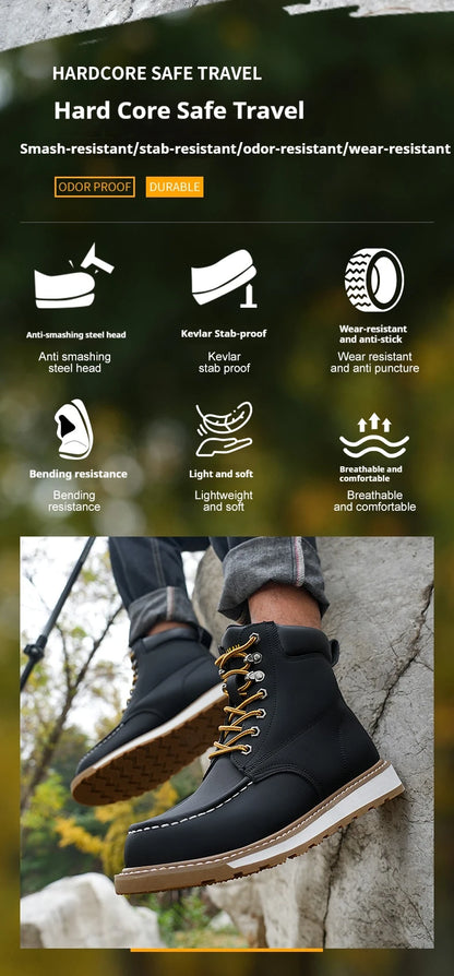 Calzado de seguridad para hombre, resistente a impactos, perforaciones y desgaste. Botas de trabajo antideslizantes de caña alta, ideales para exteriores, fábricas y trabajos de protección.