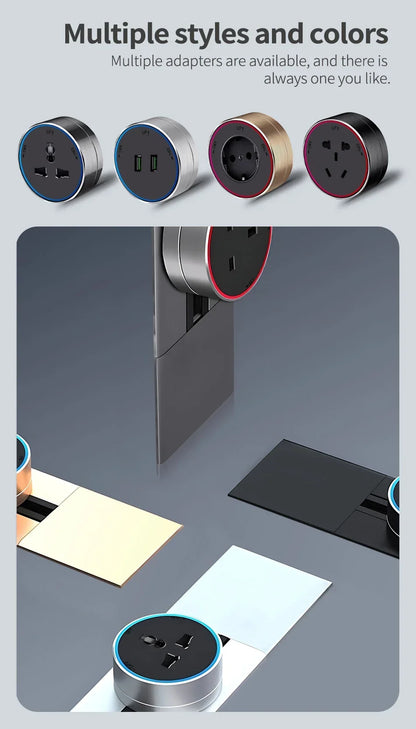 Enchufes de carril ultrafinos integrados, universales, UE, EE. UU., Reino Unido, USB, LED, adaptador eléctrico, riel para electrodomésticos inteligentes de alta gama