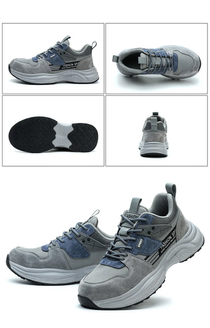 Zapato de trabajo antiperforación para hombre, zapatillas de trabajo de seguridad transpirables con puntera de acero, zapatos indestructibles, botas de trabajo transpirables.