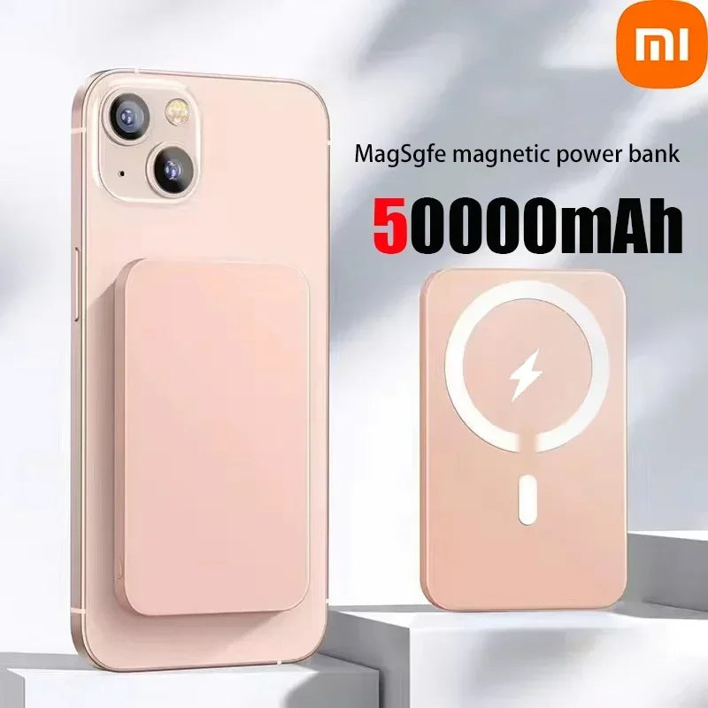 Banco de energía magnético portátil Xiaomi de 500000 mAh con cargador rápido inalámbrico de 25 W, gran capacidad, compatible con Magsafe para iPhone y Huawei.