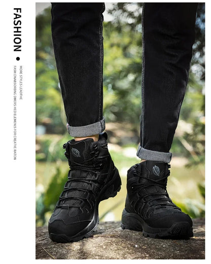 Botas tácticas impermeables de caña alta para hombre, ideales para senderismo, talla grande 47. Zapatillas deportivas para exteriores, botas de senderismo antideslizantes, botas de moto para hombre.