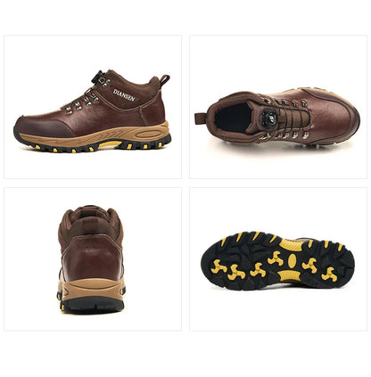 Zapatos de seguridad para hombre con botón giratorio, puntera de acero, zapatillas de trabajo indestructibles, botas de trabajo a prueba de perforaciones, calzado para hombre.