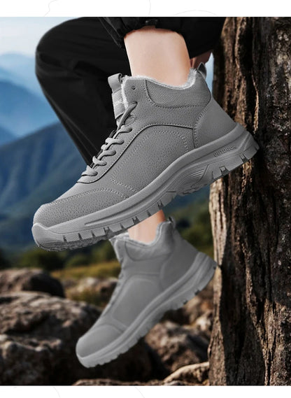 Botas de nieve de gran tamaño para hombre, zapatos de invierno de algodón, botines, zapatos de trabajo para hombre, botas de cuero impermeables de alta calidad, Bota Masculina