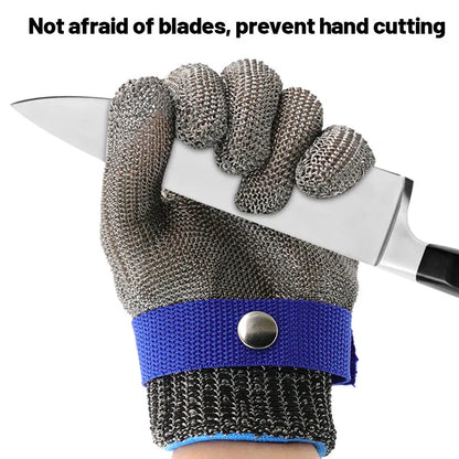 Guante de metal, guante de acero inoxidable, guante de acero inoxidable, guante de malla metálica resistente a cortes, guante para cortar carne, trabajo con motosierra