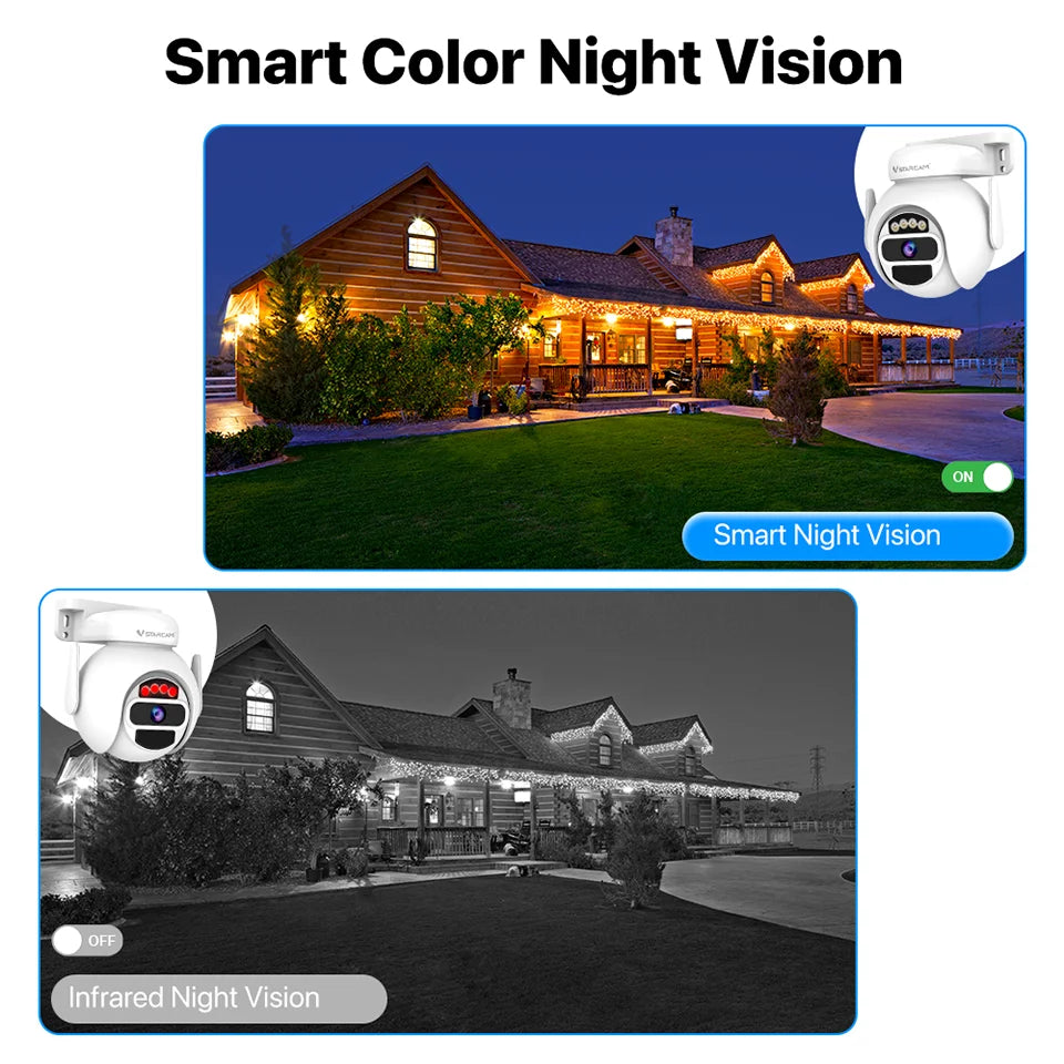 Cámaras de seguridad solares Vstarcam 2K 3MP inalámbricas para exteriores con alimentación por batería, resistentes al agua IP66, detección humana PIR, audio bidireccional