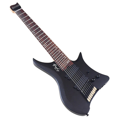 Guitarra eléctrica sin pala de 8 cuerdas con trastes en abanico, cuerpo de fresno macizo de 30 pulgadas, mástil de arce
