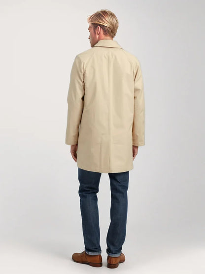 Chaqueta informal para hombre, otoño 2024, gabardina larga, color liso, solapa, corte ajustado, cárdigan de un solo botón, estilo casual y elegante.