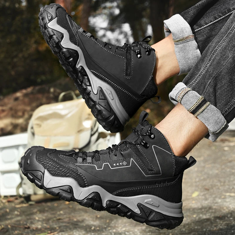 Retro Outdoor Motorcycle Boots Male Comfortable Leather Ankle Boots for Men New Trend Biker High Top Shoes Leisure Walk Botas