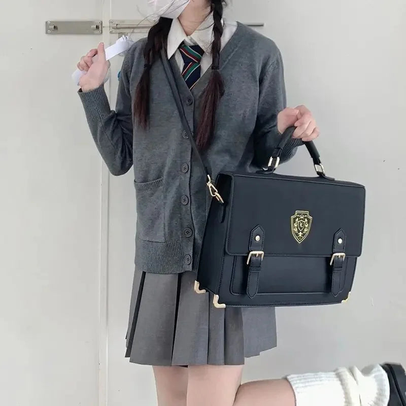 Bolso Jk de estilo universitario con diseño floral, bandolera doble para mujer, de PU, con bolsillo interior con cremallera.