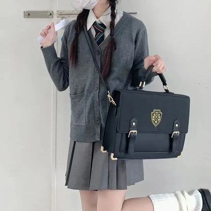 Bolso Jk de estilo universitario con diseño floral, bandolera doble para mujer, de PU, con bolsillo interior con cremallera.