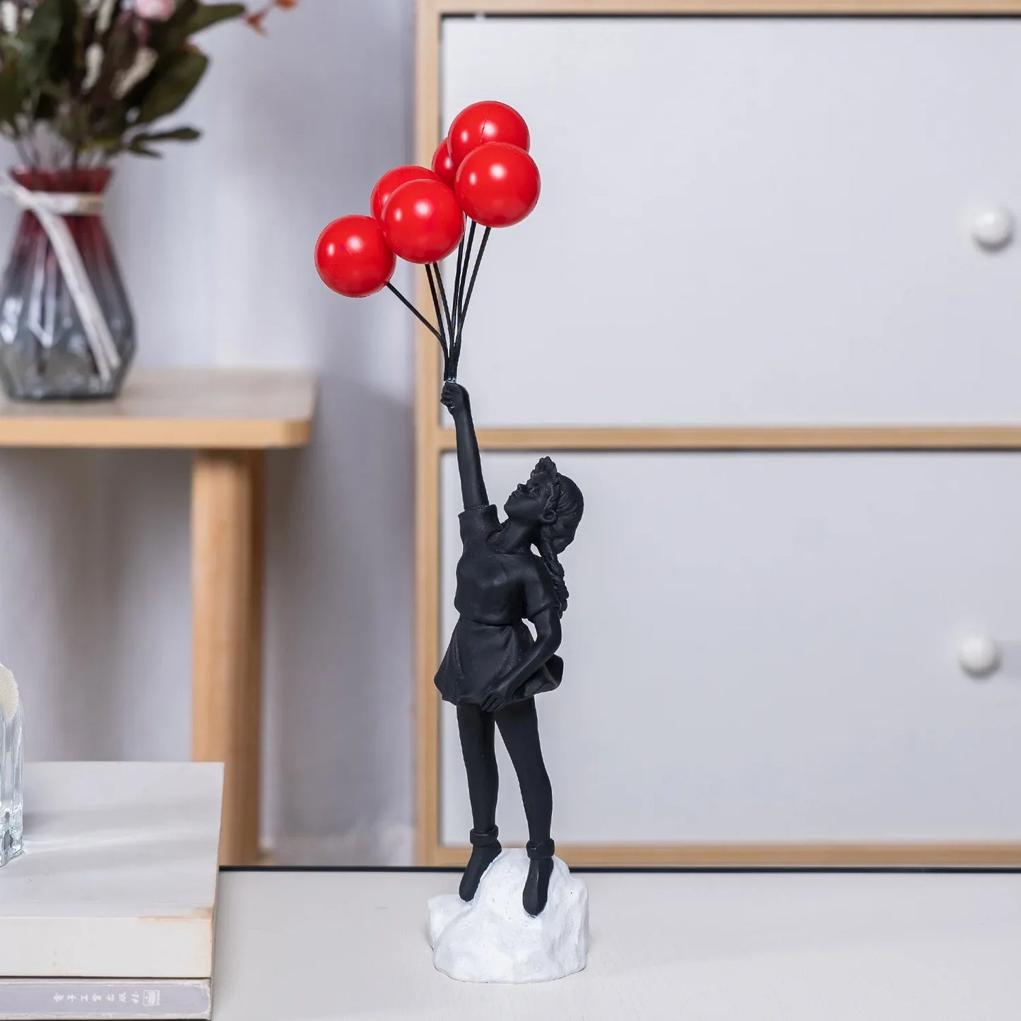 Decoración del hogar, decoración de la habitación, escultura creativa de globo de amor para niña, adornos abstractos modernos para el hogar, escritorio, estudio, oficina.