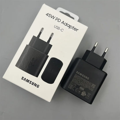Cargador rápido PD original de 45 W, adaptador de pared de carga rápida tipo C para Samsung Galaxy S23 S22 S21 Ultra A54 A53 A52S.