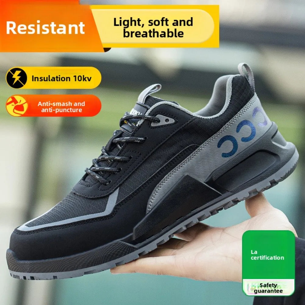 Calzado de protección laboral para hombre, anti-aplastamiento, anti-perforación, aislante 10KV, resistente al desgaste, calzado eléctrico de seguridad.