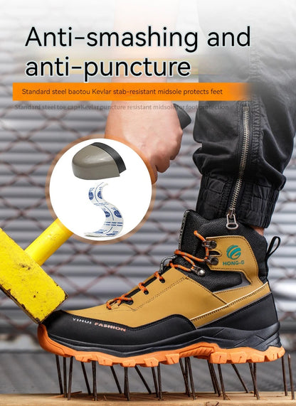 Botas de seguridad para hombre con puntera de acero, antigolpes y resistentes a perforaciones, de calidad europea.