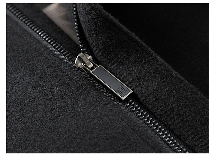 Abrigo largo de lana para hombre COMXZ, colección invierno 2025, gabardina de cachemir de diseño, chaqueta con capucha y forro de plumón de pato blanco, abrigo de lana de lujo