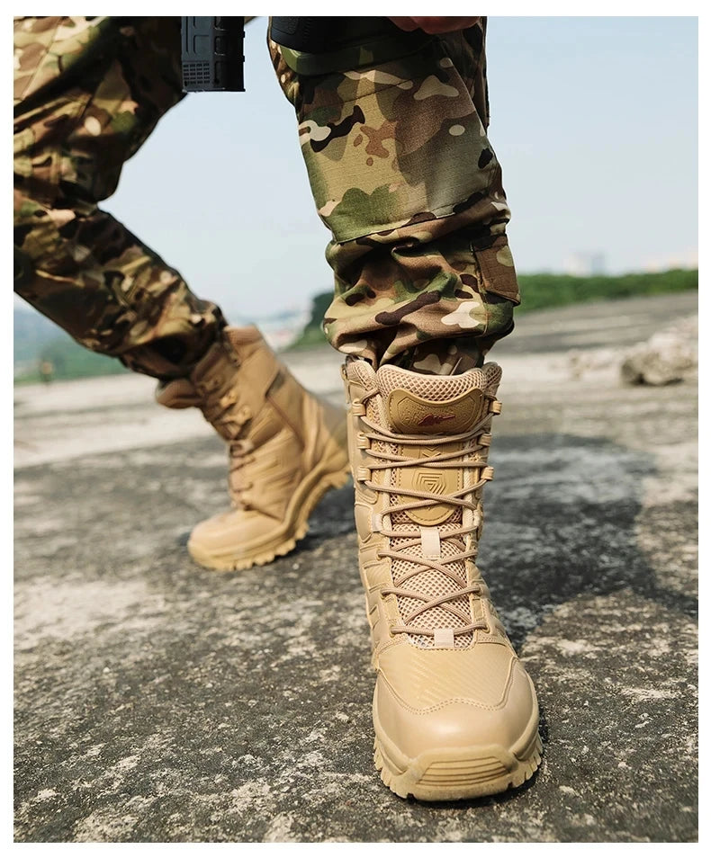 Botas altas de piel para hombre de alta calidad, transpirables, estilo desértico, ideales para actividades al aire libre. Botines antideslizantes para senderismo.