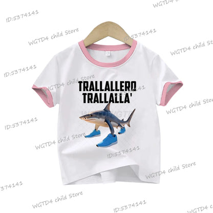 Ropa para niños: Camiseta estampada italiana Brainrot Tralalero Tralala para niños, moda para amantes de los tiburones, meme divertido, ropa para niños