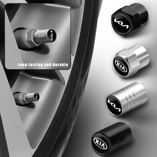 4 tapones para válvulas de neumáticos de coche con logotipo, accesorios para KIA EV6 Stinger RIO Sorento Picanto Ceed Borrego Syros K4 K5