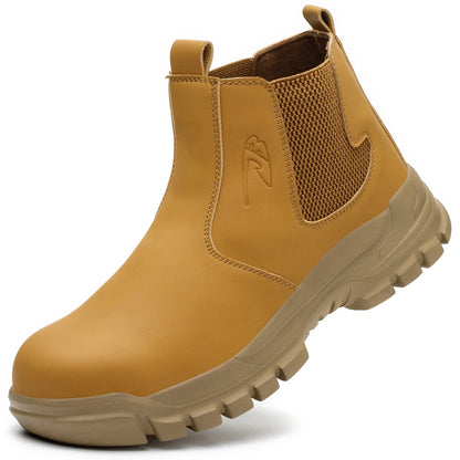 Zapatos de trabajo con botón giratorio para hombre, zapatillas de trabajo antiperforación, zapatos de seguridad de trabajo impermeables, botas tácticas con puntera de acero antideslizantes.