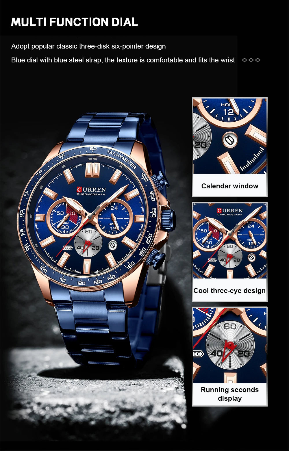 CURREN - Nuevos relojes de pulsera de cuarzo de acero inoxidable 2022 para hombre, cronógrafo deportivo con manecillas luminosas