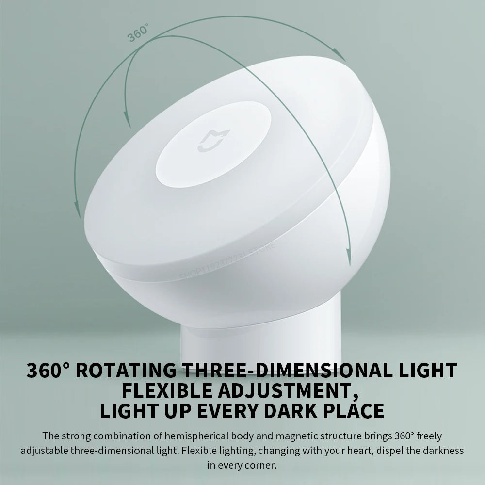 Luz nocturna LED por inducción Xiaomi Mijia, 2 lámparas, brillo ajustable, sensor infrarrojo inteligente de presencia humana con base magnética