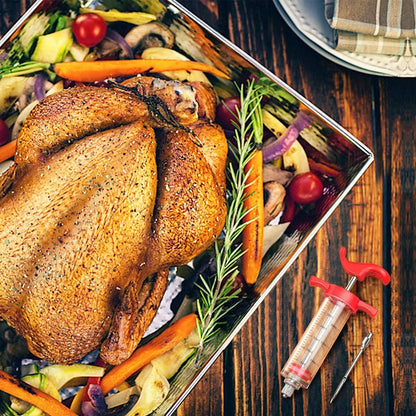 Jeringa inyectora para pavo - 3 agujas inyectoras de adobo, jeringa inyectora para carne de 1 oz con cepillo de limpieza, fácil de usar y limpiar