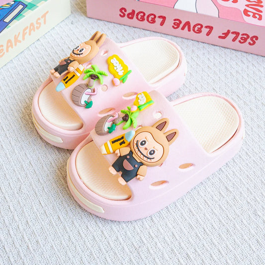 Nuevas zapatillas de surf de EVA con dibujos animados, sandalias antideslizantes de doble empalme a la moda con suela suave para niñas, zapatos versátiles y cómodos sin cordones.