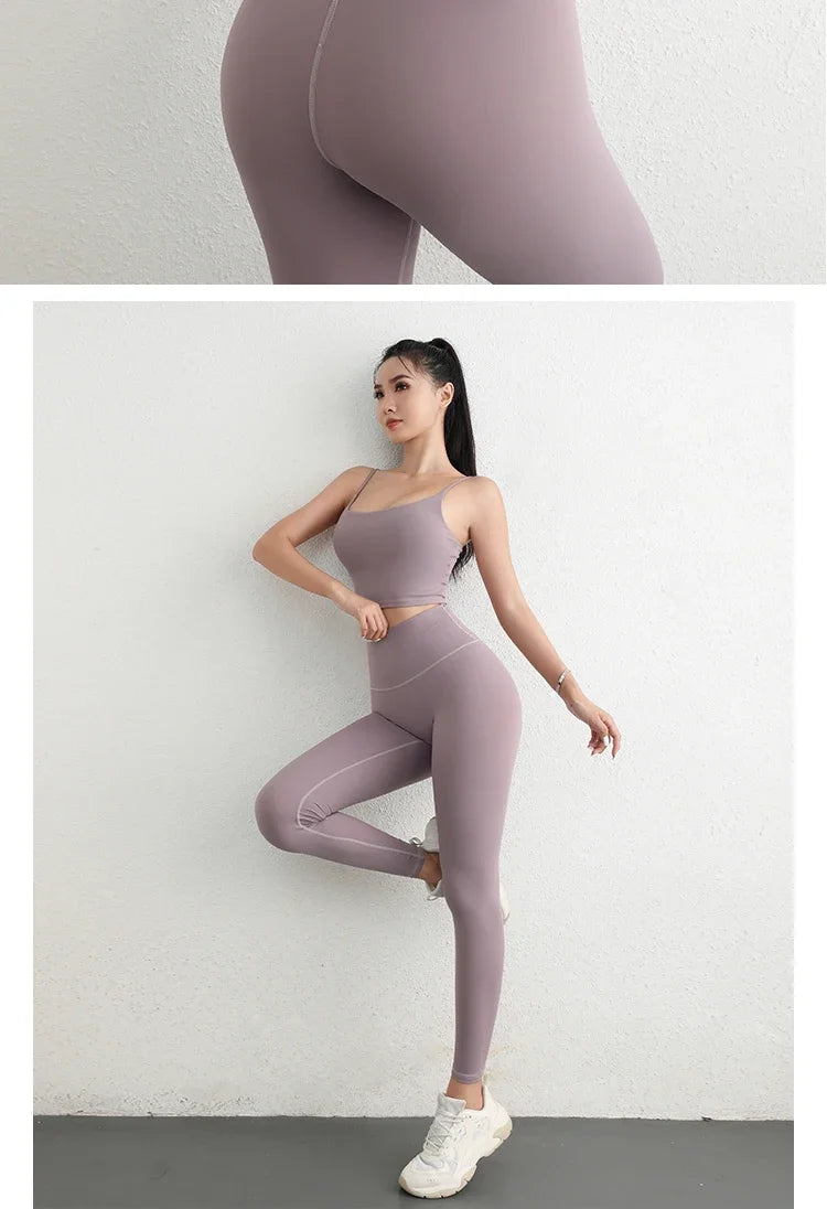 Women Yoga Suit Adjustable Sling Strap Sports Bra U Cut Scrunch Butt Workout Leggings Butt Lifting Excluding pants