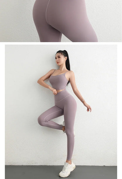 Women Yoga Suit Adjustable Sling Strap Sports Bra U Cut Scrunch Butt Workout Leggings Butt Lifting Excluding pants