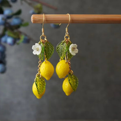 Pendientes de limón de cristal, ligeros, con forma de fruta y comida, pendientes kawaii que te encantarán, pendientes pastorales para mujer, regalo de cumpleaños.