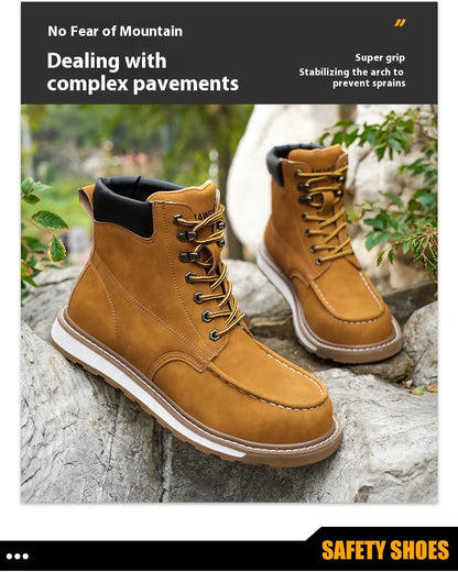 Botas de trabajo para hombre, con puntera de acero, puntera blanda, impermeables, antideslizantes, antiperforación, resistentes al deslizamiento, botas de seguridad para el trabajo.