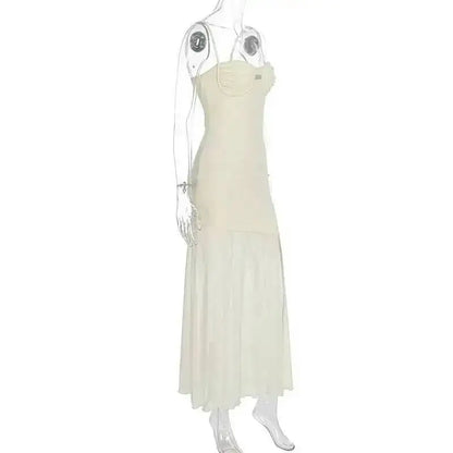 Avrilyaan Mesh Splicing Hollow Spaghetti Strap Backless Party Sexy Dresses Elegant Long Dress Women 2025 Summer Dress Vestidos