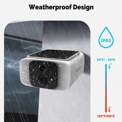 Cámara de seguridad solar inteligente MOES, WiFi de doble banda 2.4/5 GHz, resistente al agua IP65, monitoreo mediante aplicación (Alexa/Google Home), Tuya