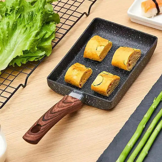 Sartén cuadrada de fondo plano para cocinar huevos, mini sartén antiadherente para freír, sartén para desayuno, rollos de huevo, huevos fritos