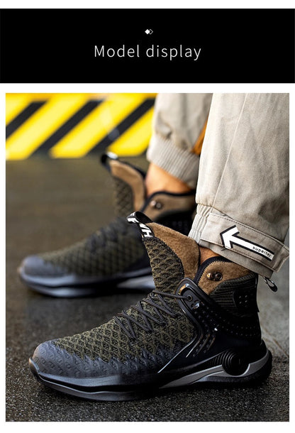 Botas de trabajo de seguridad para hombre con puntera de acero, nuevas, antiaplastamiento y antipinchazos. Calzado antideslizante para hombre, modelos para las cuatro estaciones.