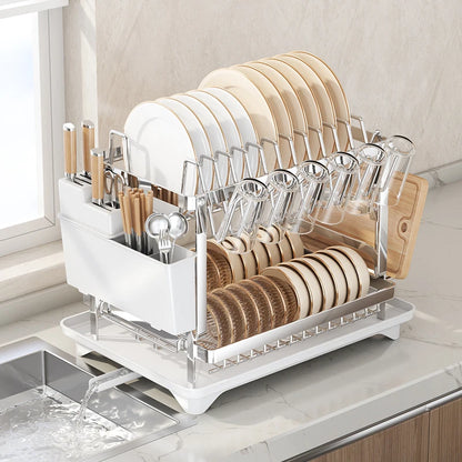 Estante de almacenamiento de cocina de acero inoxidable, caja de almacenamiento de cuencos y platos, escurridor, estante de almacenamiento doméstico multifuncional para cuencos, pl