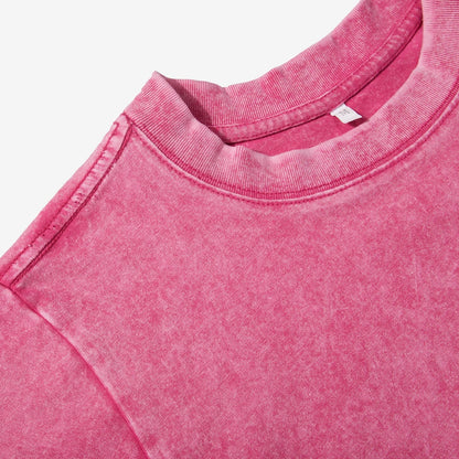 Camisetas lavadas 100 % algodón para mujer, tops holgados de cuello redondo, ropa urbana Y2k para mujer, camisetas casuales vintage de manga corta de verano