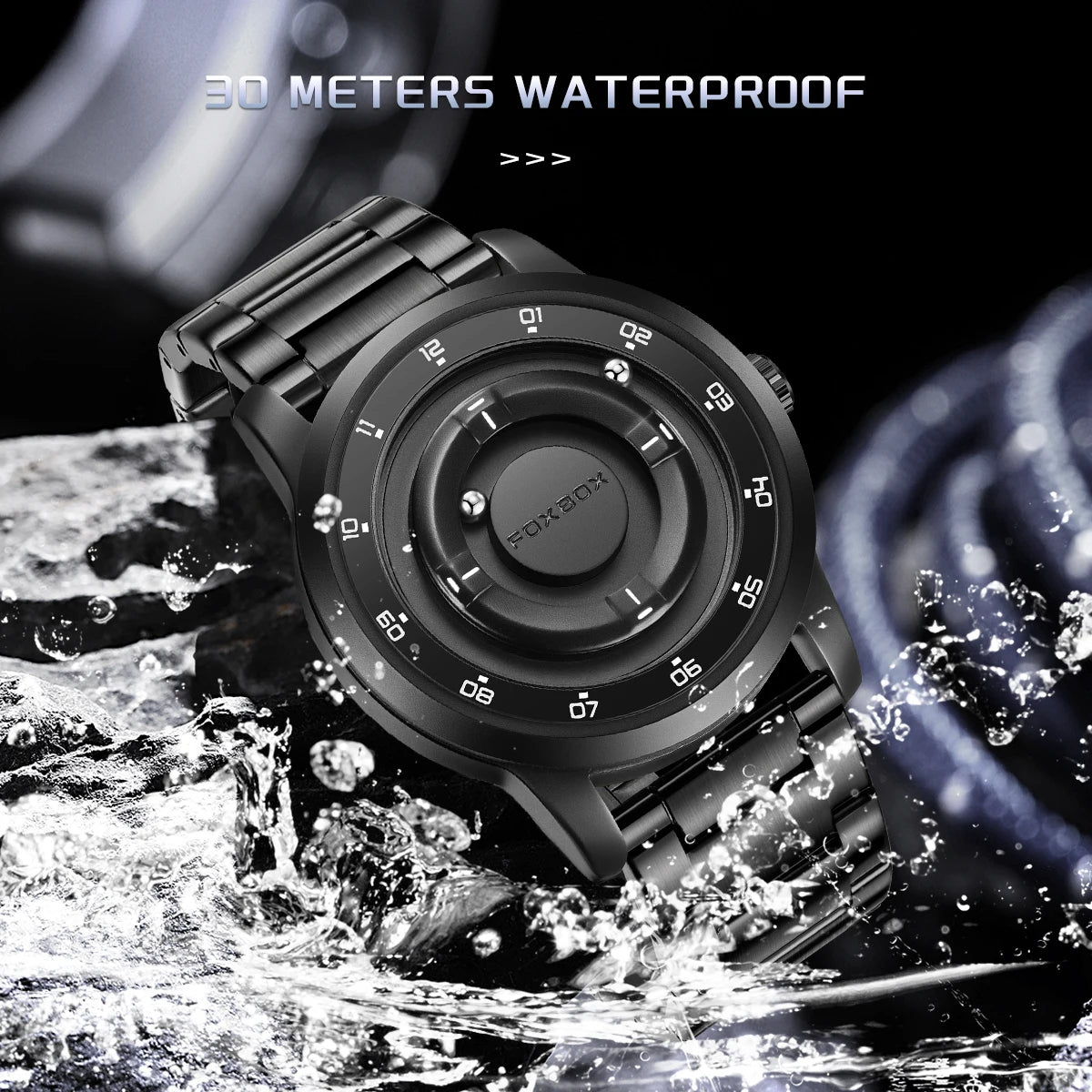 Reloj FOXBOX con diseño de planeta, puntero magnético flotante, rodamiento de bolas libre, creativo, sencillo, resistente al agua, de cuarzo para hombre.