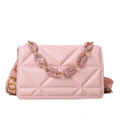 Bolso de mano con asa de cadena, moderno y versátil, pequeño, cuadrado, para mujer, bandolera de piel sintética suave, estilo vintage, con cremallera interior.