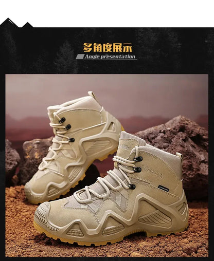 Botas tácticas para hombre con correas para entrenamiento de combate, impermeables, transpirables, ideales para senderismo y uso multifuncional en motocicleta.