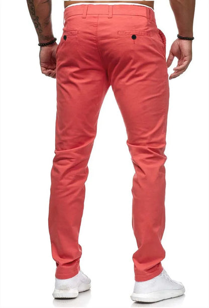 Pantalones casuales para hombre, estilo lápiz con patchwork, corte ajustado, largo hasta el tobillo, cierre de cremallera, bolsillos casuales, cintura media, color liso 2025