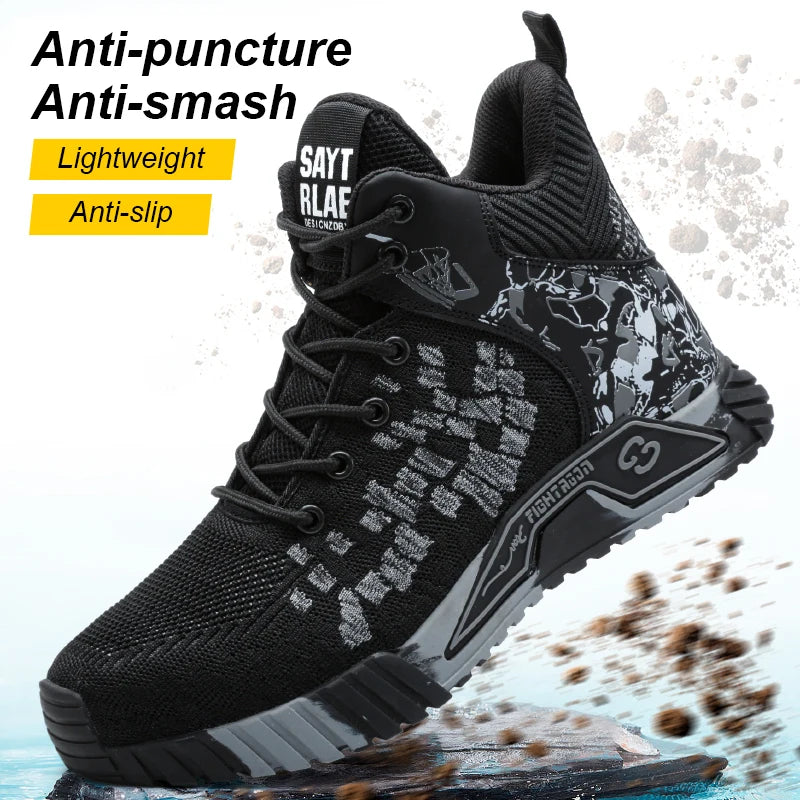 Zapatos de seguridad de caña alta con punta de acero para hombre y mujer, botas de seguridad indestructibles y antigolpes.