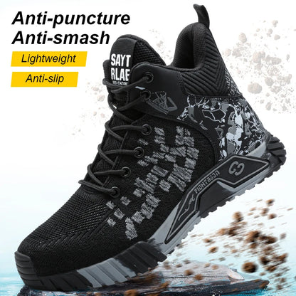 Zapatos de seguridad de caña alta con punta de acero para hombre y mujer, botas de seguridad indestructibles y antigolpes.