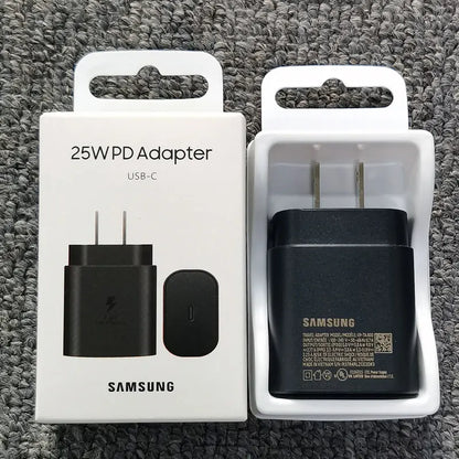 Cargador de 25 W con enchufe estadounidense para Samsung, adaptador de carga súper rápida para Galaxy S24, S23, S22, S21, S20 Ultra, Z Flip Fold, 6, 5, 4, 3, 2, A55, A35 y A25.