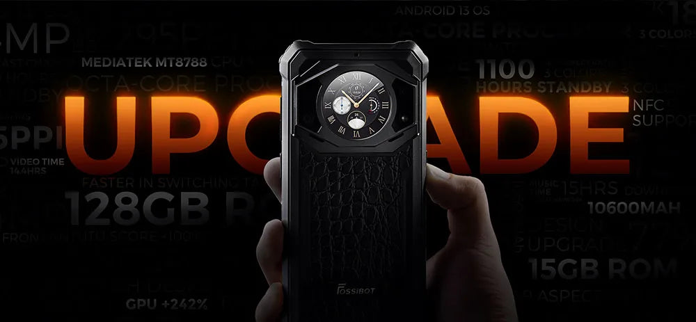 Teléfono inteligente resistente Fossibot F101Pro, 15 GB + 128 GB, Android 13, IP68, resistente al agua, batería de 10600 mAh, NFC, versión global