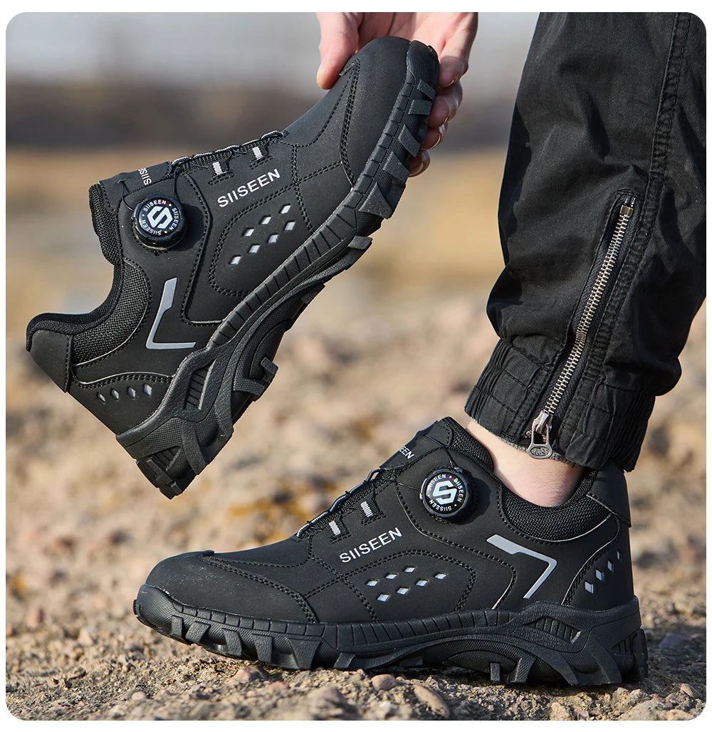 Botas de seguridad con puntera de acero para hombre - Calzado de trabajo resistente a perforaciones, antideslizante y duradero para la construcción y uso industrial en exteriores.